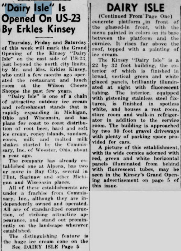 Dairy Isle - June 1952 Article On Pinconning Location (newer photo)